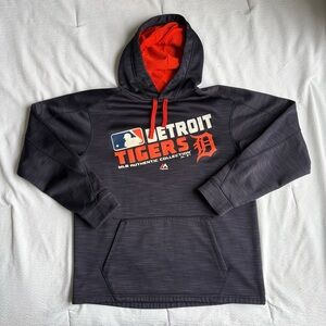 Detroit Tigers MLB Authentic Pullover Hoodie Navy Blue Mens Size Medium Majestic